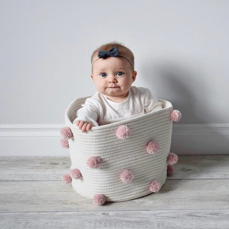 Hair Ball Cotton Rope Woven Children's Toy Storage Bucket