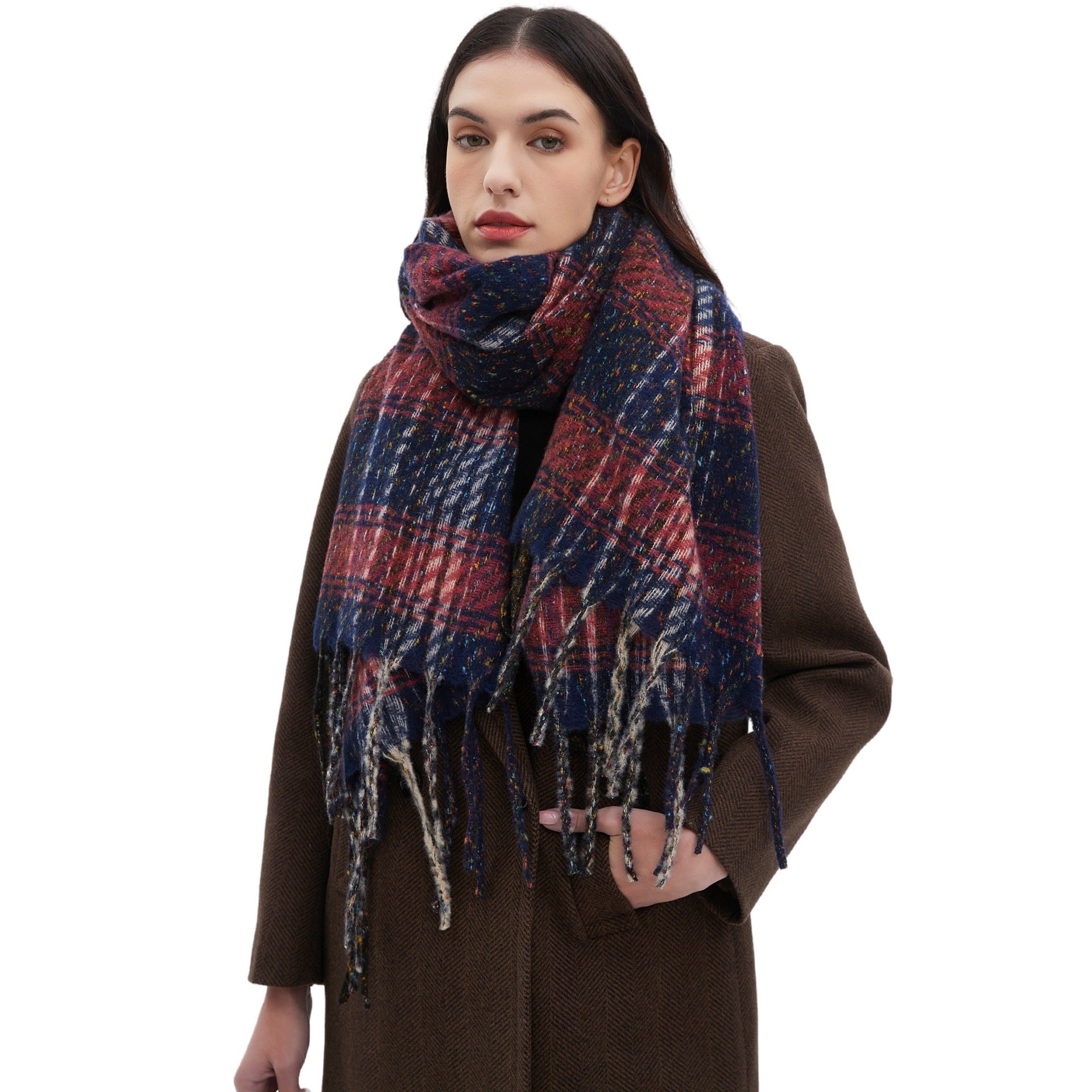 Men's And Women's Plaid Tassel Scarf