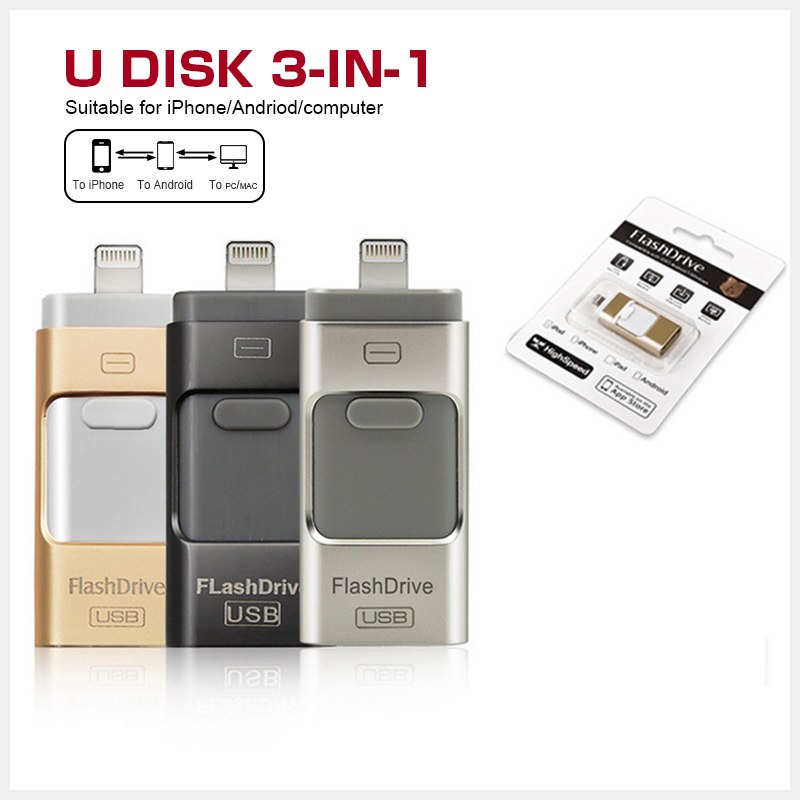Disg Fflach USB Tri Mewn Un Ar Gyfer Cyfrifiadur A Ffôn Symudol