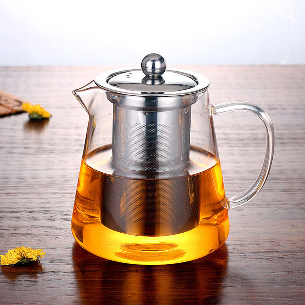Jwg Tebot Gwydr Clir Gwrthiannol â Gwres Gyda Infuser