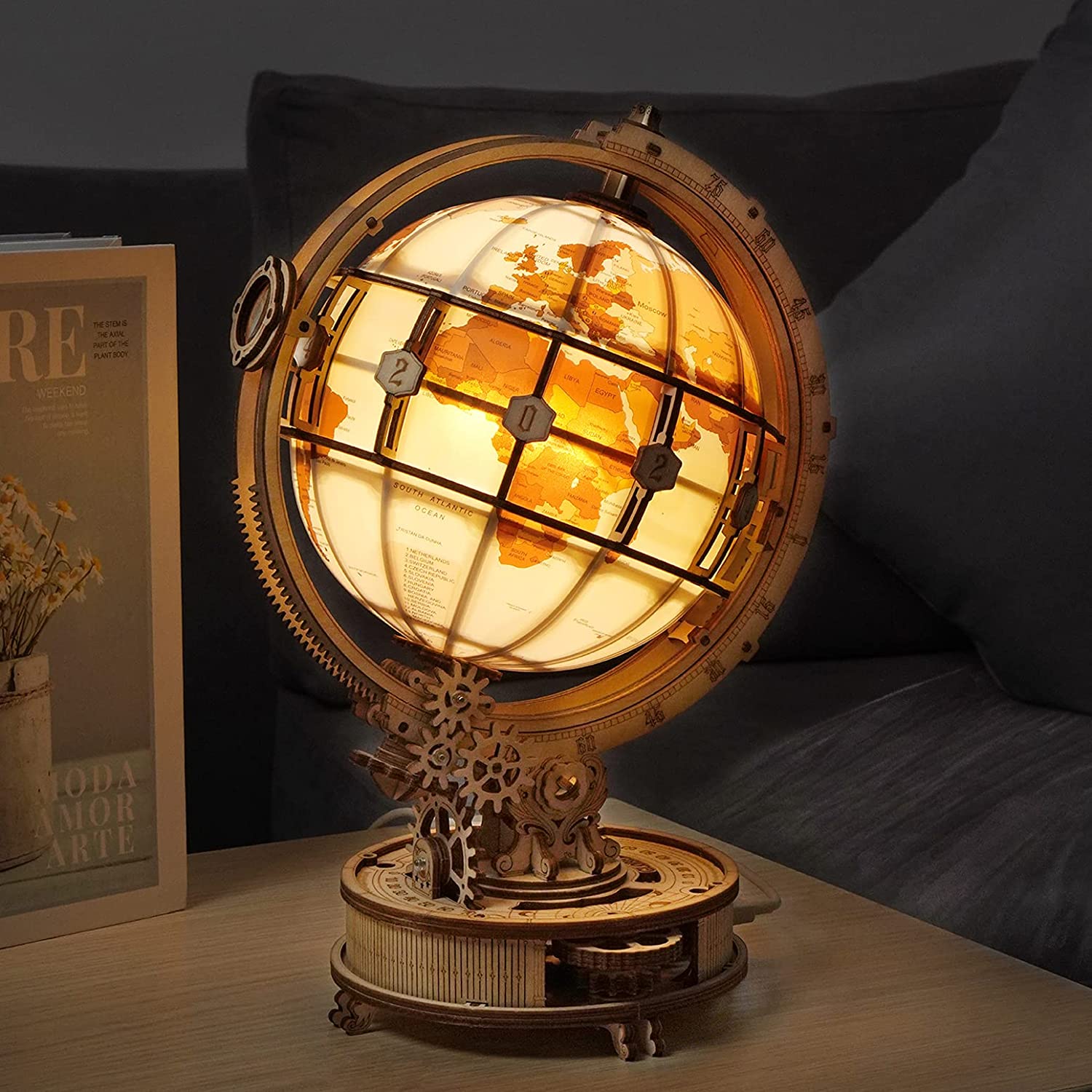 Luminous Globe 3D Wooden 180PCS Model Building Block Kits Toy