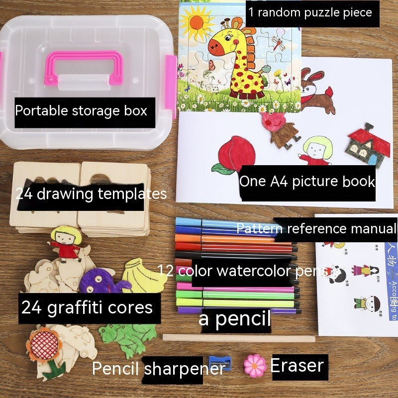Children's Suit Painting Tools Crow Hollow Wooden