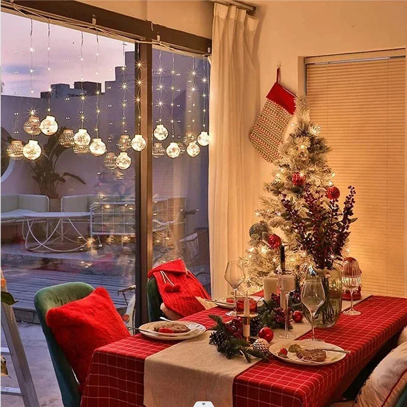 10PCS LED Christmas Curtain Lamp Fairy Snowman
