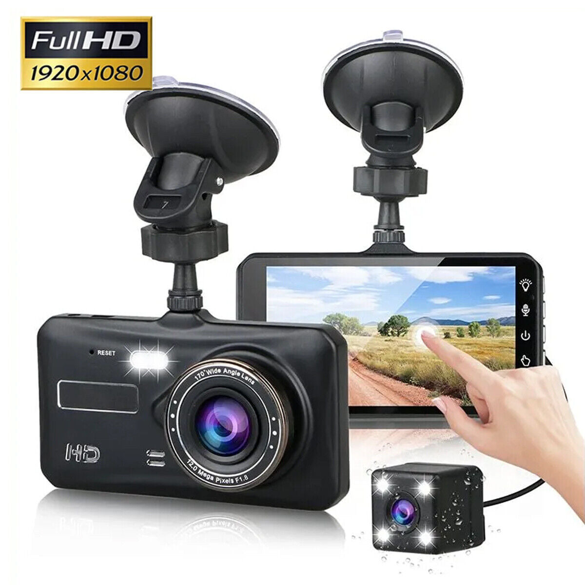 Car Dash Cam Blaen Ac Cefn HD 1080P Gweledigaeth Nos